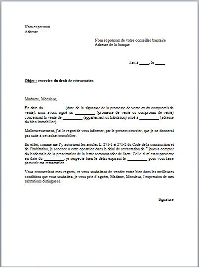 Lettre De Promesse De Vente Immobilière  Modele De Compromis De Vente