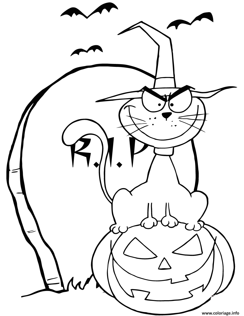 Belle Coloriage Citrouille Et Chat  30000 ++ collections de pages à