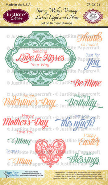 Spring Wishes Vintage Labels Eight Clear Stamps