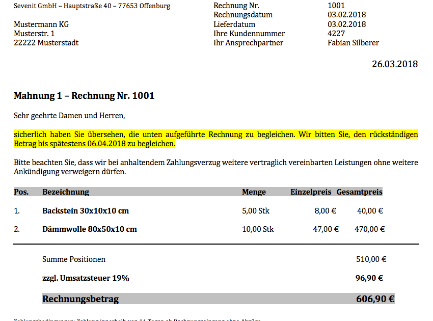 2. Mahnung Auf Englisch : Mahnung Muster & Vorlage zum Mahnung