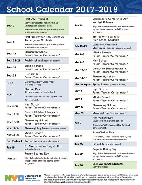 Doe Nyc Calendar - Time Table