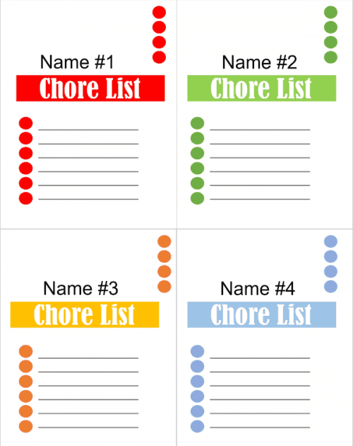 Editable Chore Charts For Multiple Children The Best List Of Free