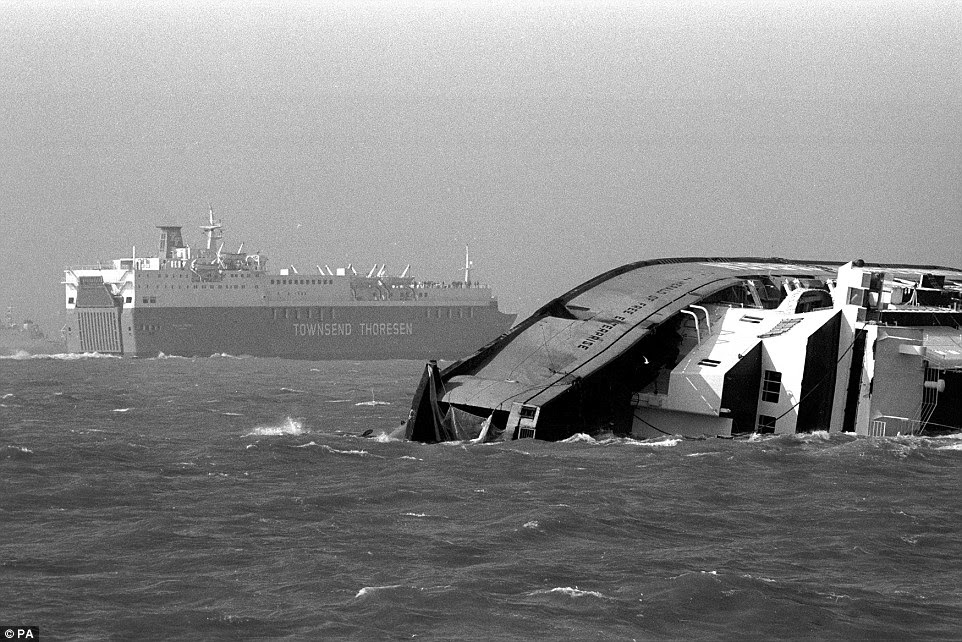 P&O European Ferries was later charged with corporate manslaughter and seven employees were charged with manslaughter over the disaster, pictured