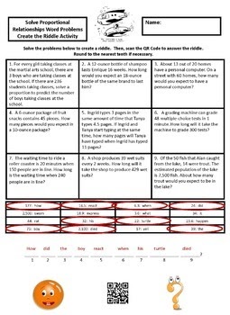 7.1 3B Proportional Relationship Word Problem : (other ...