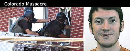 (L-R) Police use a video camera to look inside suspect's apartment (AP/Ed Andrieski); photo provided by the University of Colorado shows James Holmes (AP)