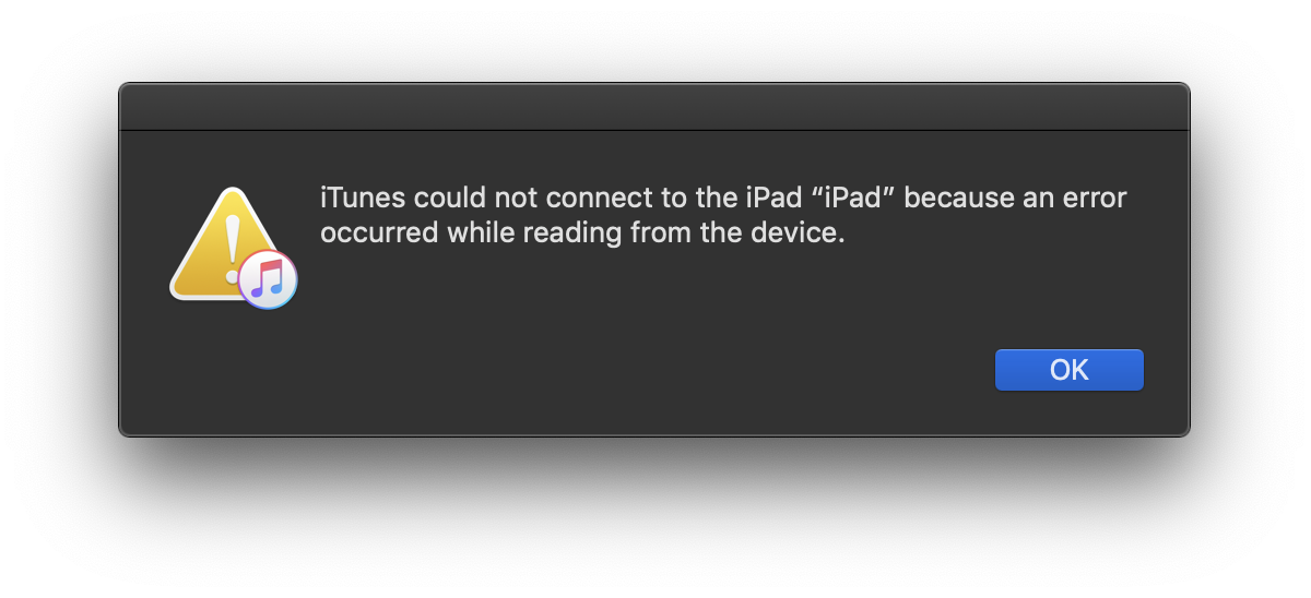 ITUNES could not connect to the iphone because an Error occurred while reading from the device.. Corrupted Apple.