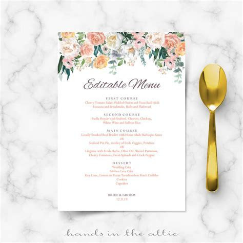 Secret Garden Vintage Flowers Menu Template Hands in the Secret Garden Vintage Flowers Menu Template Hands in the