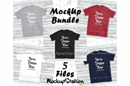 Download Free Tshirt Mockup Bundle 5 Colors Wood Background Shirt Flat Lay Psd Mockups PSD Mockup Templates