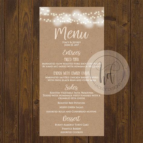 Hadley Designs Menus Hadley Designs Menus