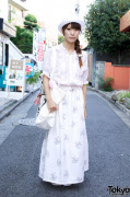 Harajuku Girl's Ruffled Kinji Blouse & Maxi Conocoto Skirt