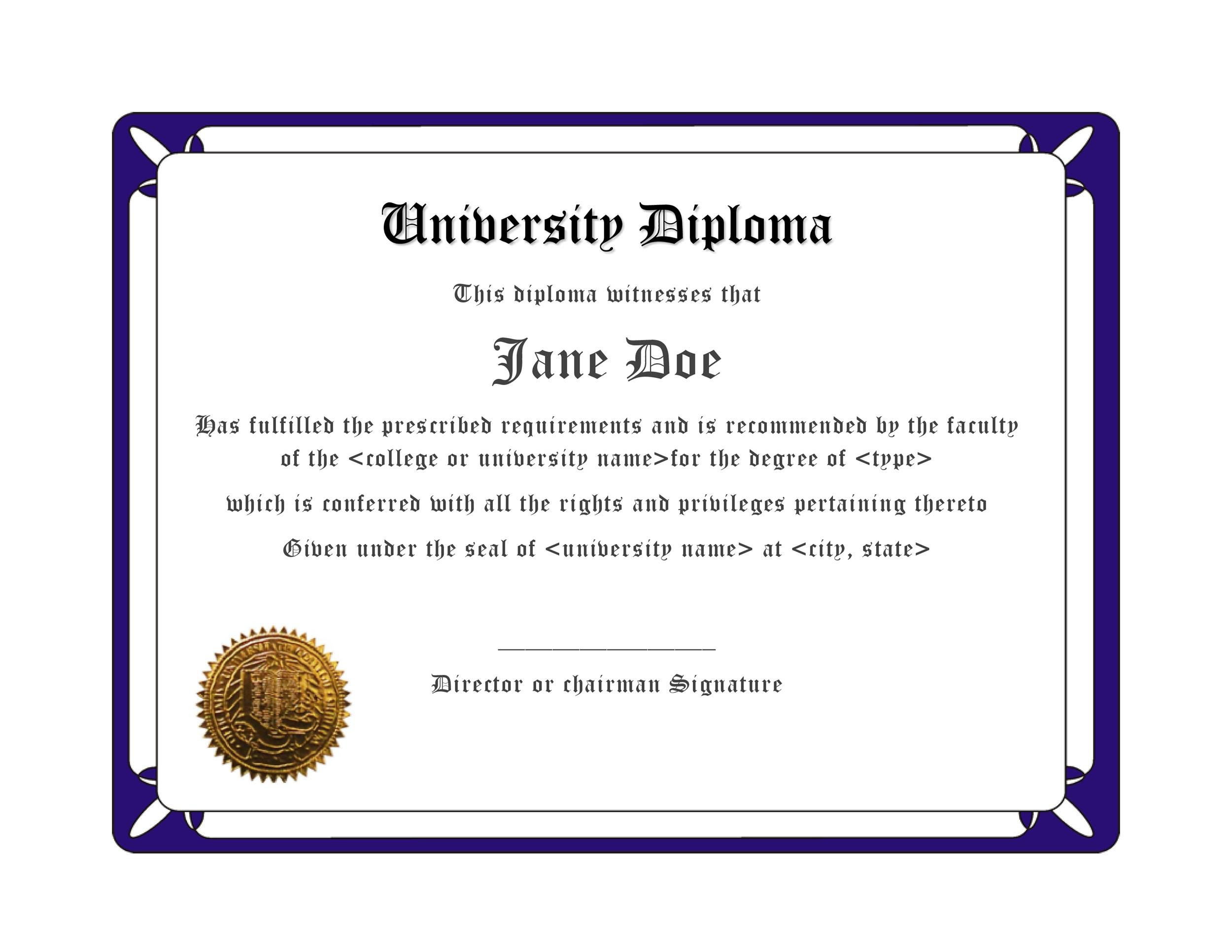 College Degree Template | HQ Template Documents