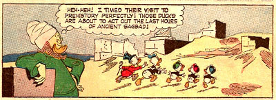 Be running up that road, be running up that hill, be running up that building... Top Comics Uncle Scrooge #2 panel