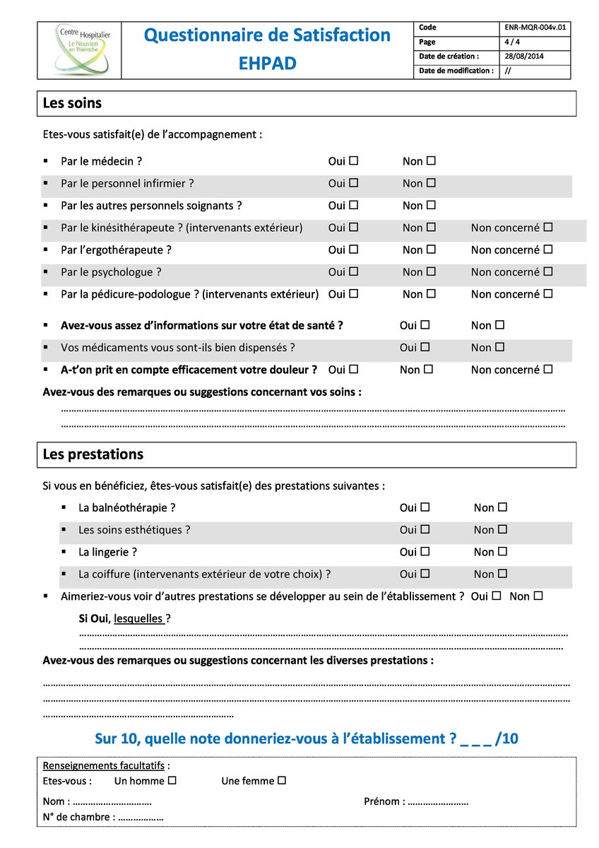 Exemple Questionnaire De Satisfaction Location Saisonniere
