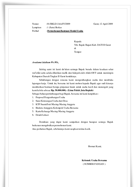 Contoh Surat Permohonan Bantuan Dana Modal Usaha Ke Baznas ...