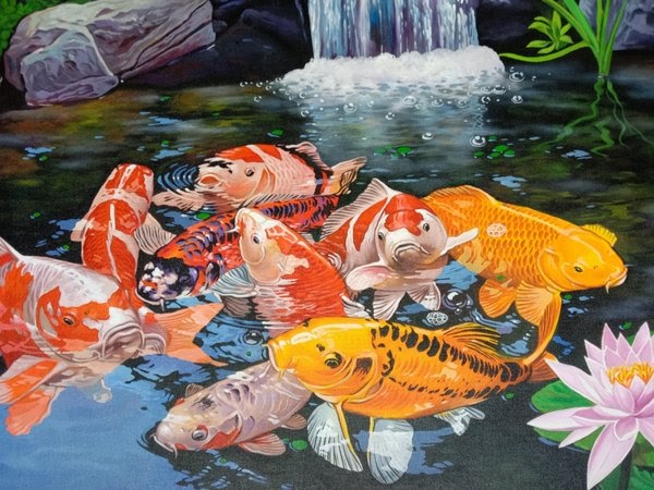 Lukisan 9  Ikan  Koi  Kualitas Karya Seni Belajar Melukis 