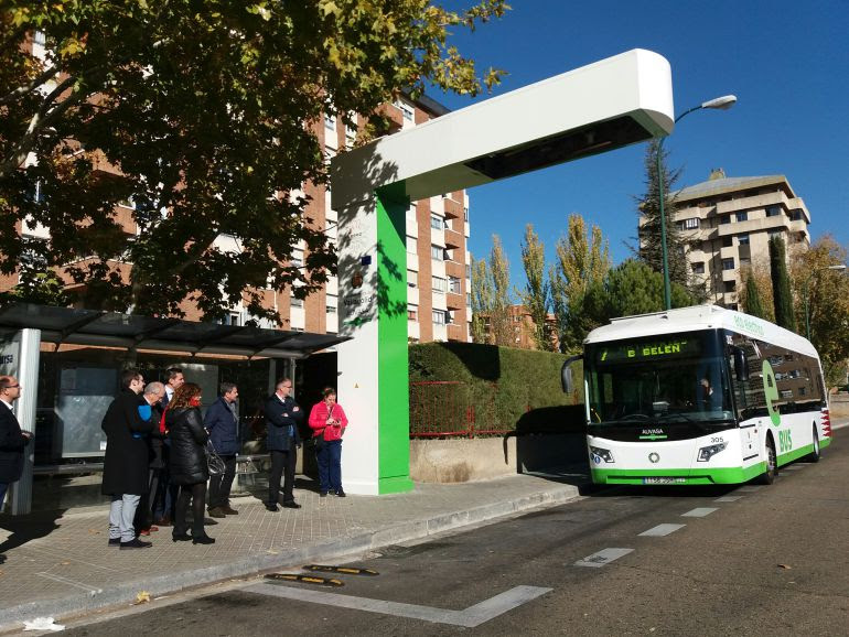 Modelo de carga eléctrica que se quiere colocar en las cabeceras de la L1 de los autobuses de Irun el año que viene y que ya está funcionando en Valladolid. 
