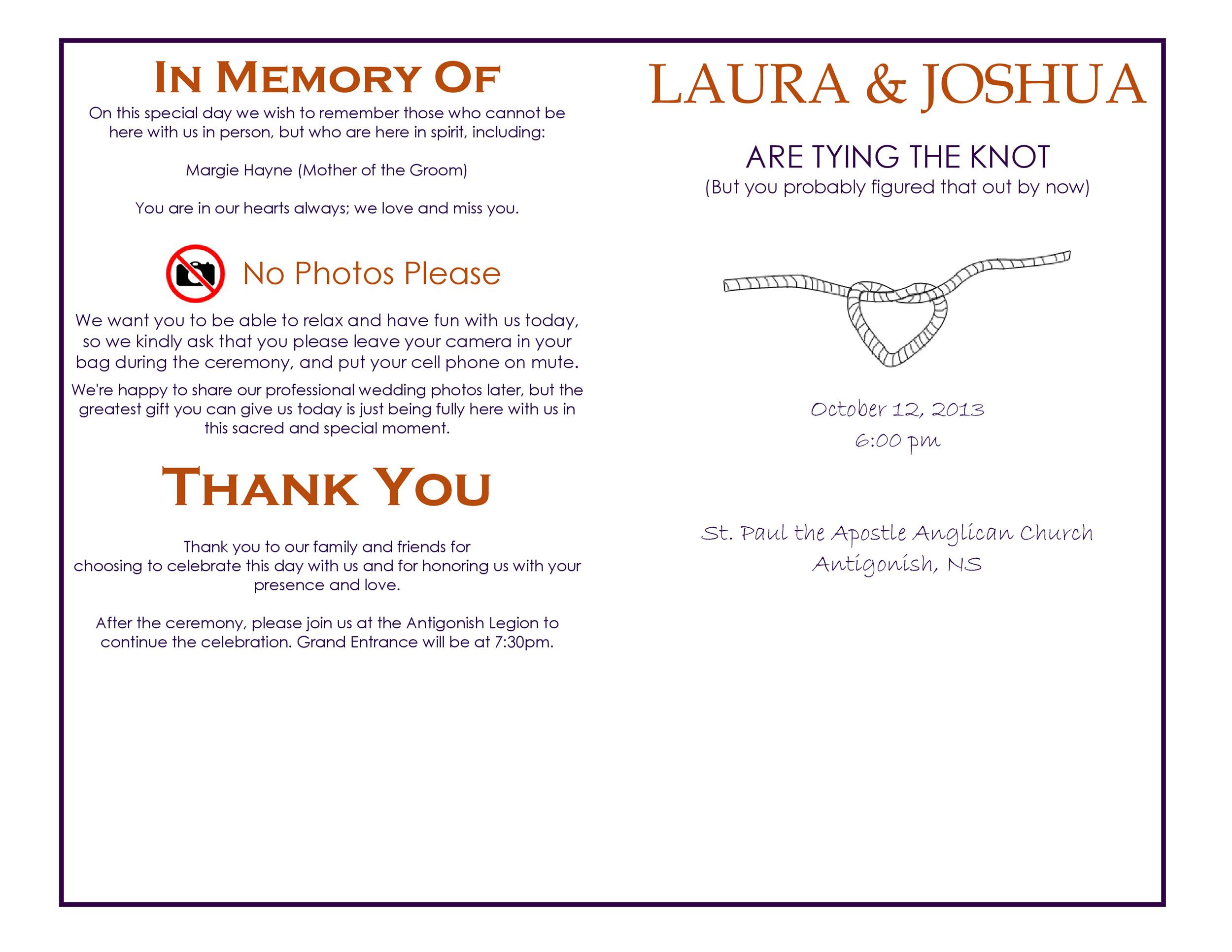 Beloved Blog Thank You Note Wedding Program