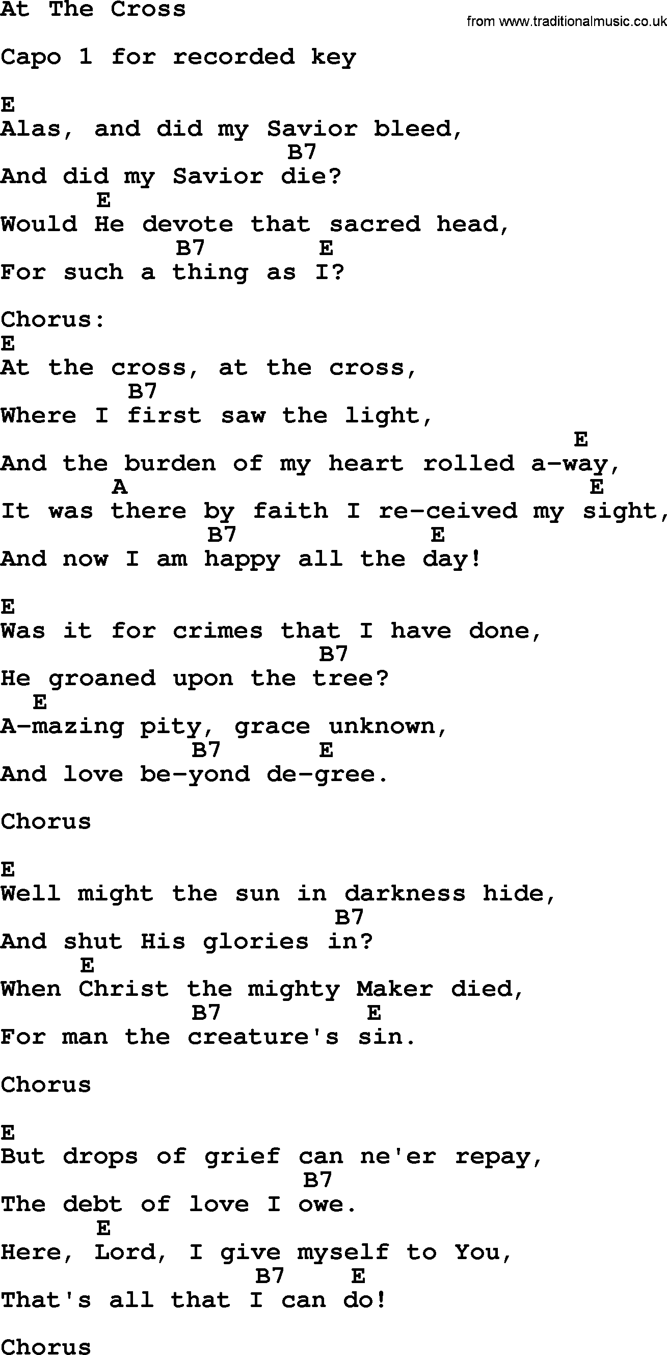 When He Was On The Cross Lyrics And Chords - LyricsWalls