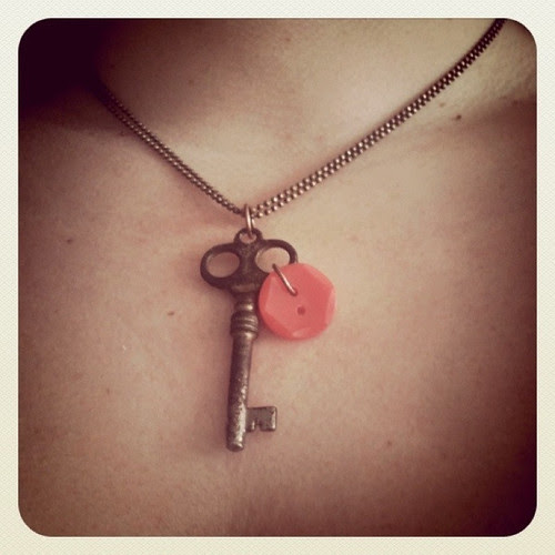 Key and button necklace