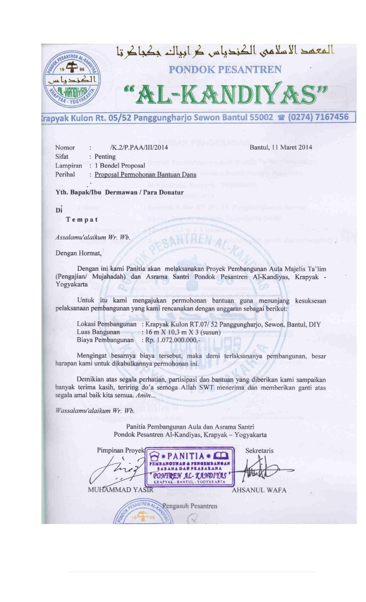 Contoh Proposal Pembangunan Aula Rismax