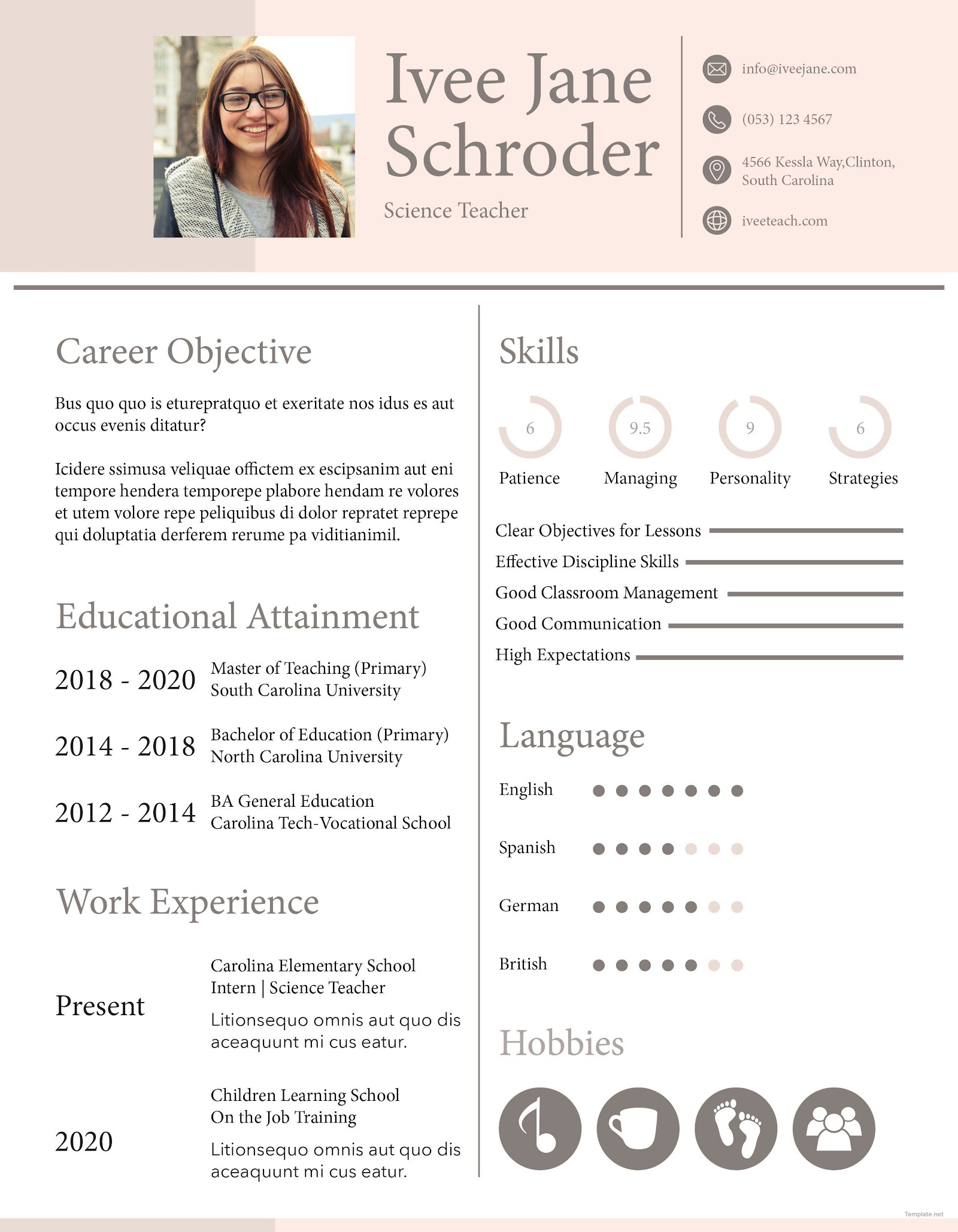Resume For Teaching Position