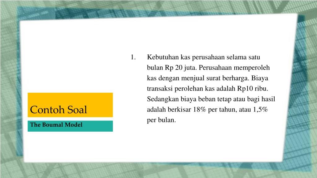 Contoh Soal Dan Jawaban Manajemen Kas Dan Surat Berharga
