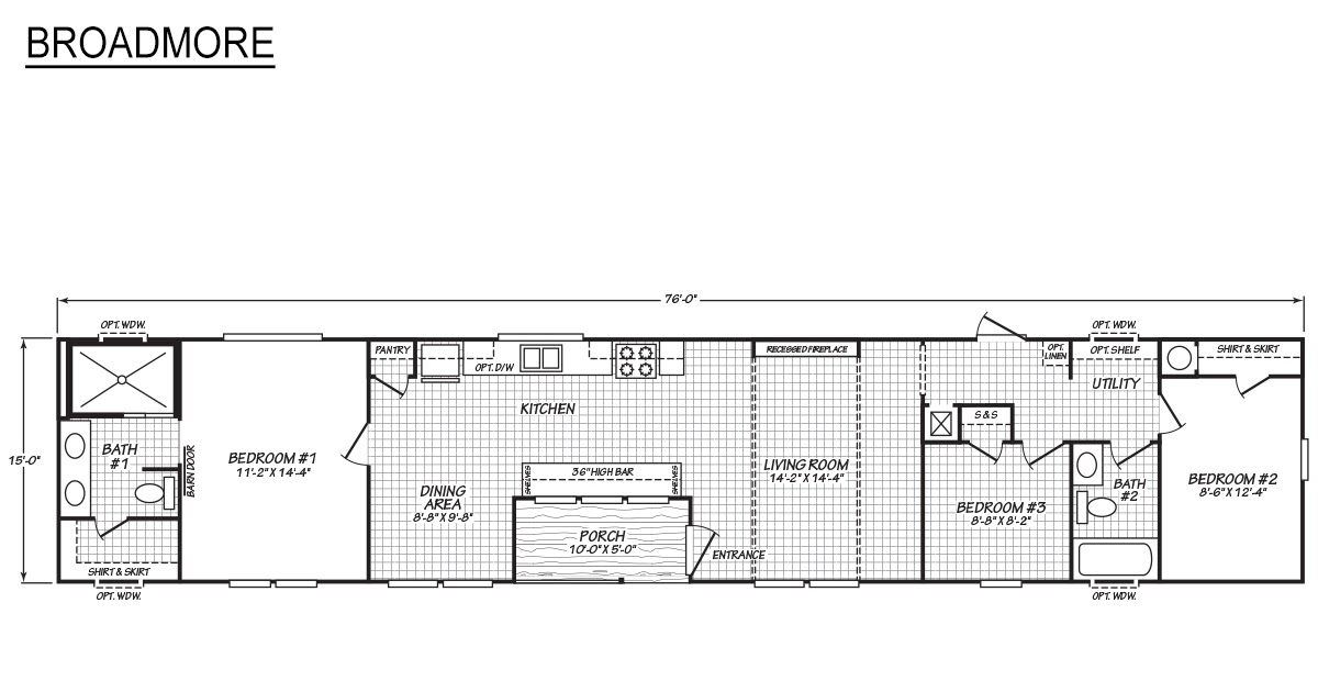 Floor Plan For 1976 14X70 2 Bedroom Mobile Home / Popular