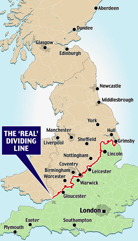 Map Uk North South Divide - Direct Map