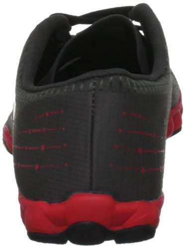 grey and red trainers