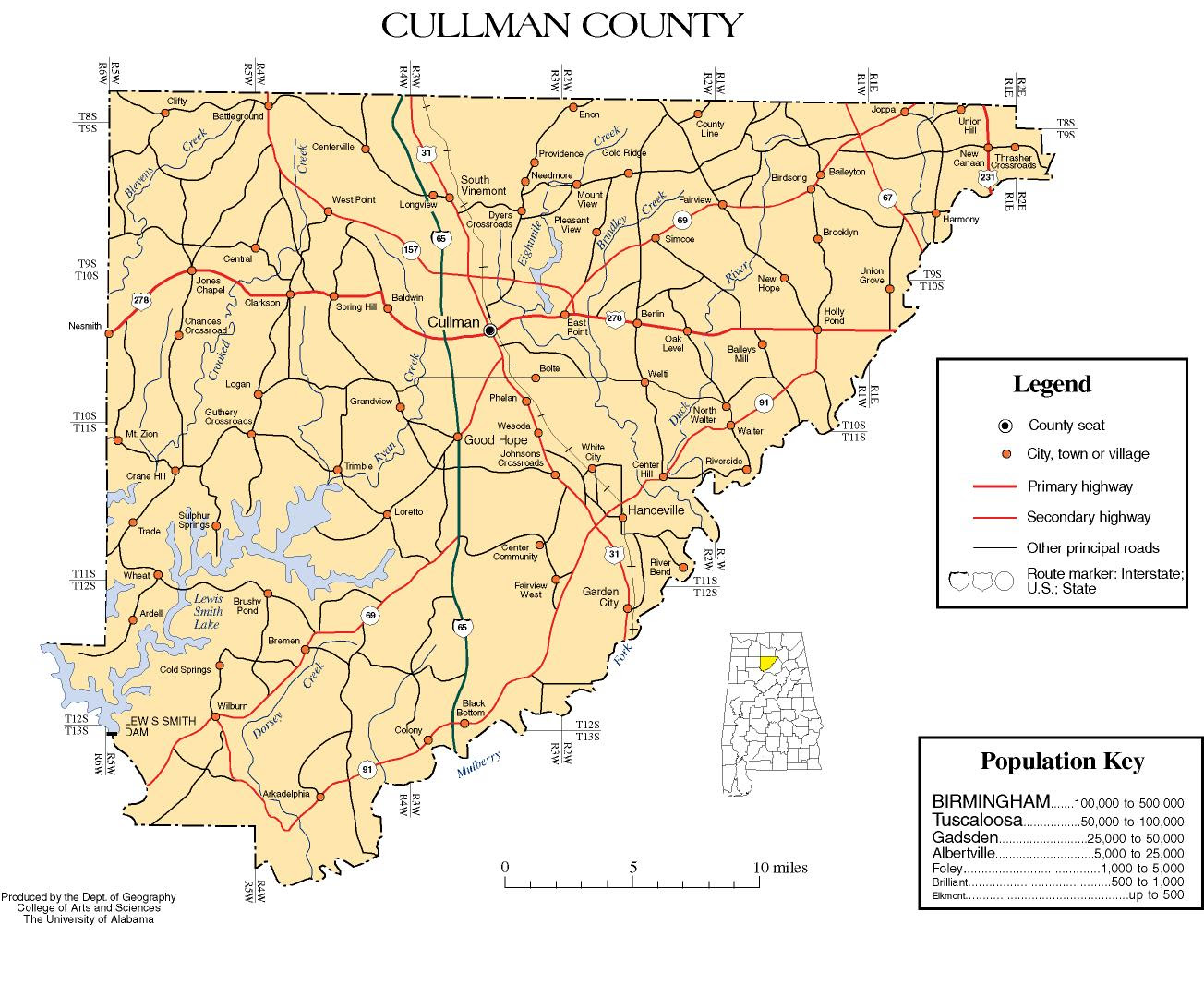 Map of Cullman County, Alabama