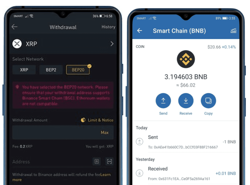 can you send crypto with binance