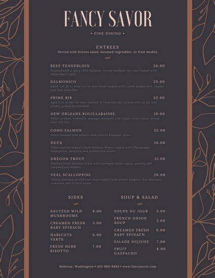 Dark Elegant Patterned Fancy Menu Restaurant Graphics Dark Elegant Patterned Fancy Menu Restaurant Graphics