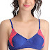 Clovia Women's Cotton Non Padded Wirefree Lacy Full Cup Bra - Blue