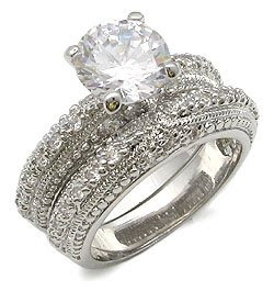 antique cz wedding sets