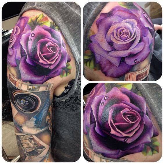 Fajarv: Realistic Violet Flower Tattoo Black And White