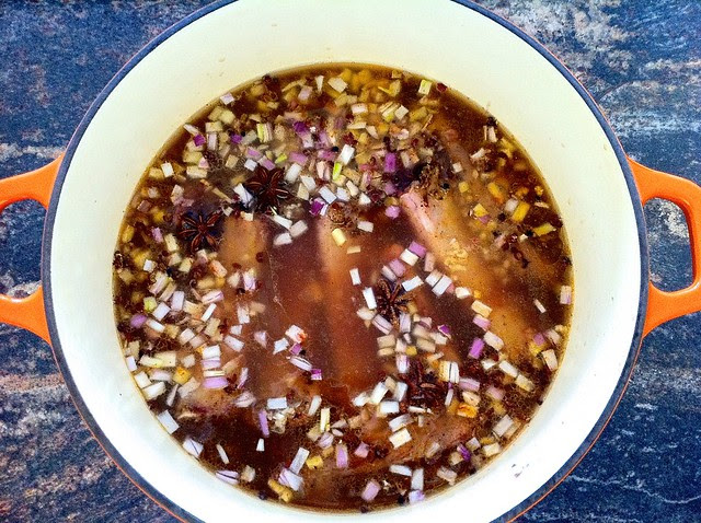 White Wine and Chicken Stock added to Ribs