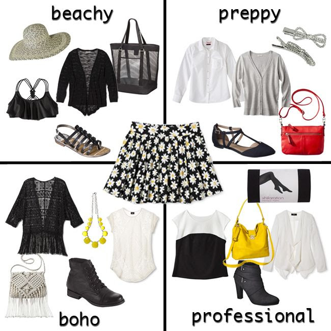 4 ways to wear a targetStyle Xhilaration daisy print skirt for #TargetTwins