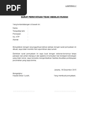 Contoh Surat Pernyataan Belum Memiliki Rumah Doc - Sekitar Rumah