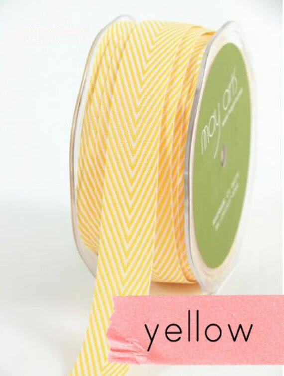 chevron twill tape, yellow, 2 yards