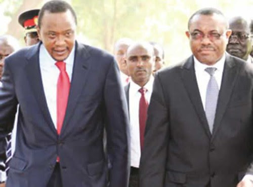 Ethiopian Prime Minister Hailemariam Desalegn with Kenyan President Uhuru Kenyatta in South Sudan to mediate between President Salva Kiir and ousted Vice-President Riek Machar. Fighting has spread to several regions of the country. by Pan-African News Wire File Photos