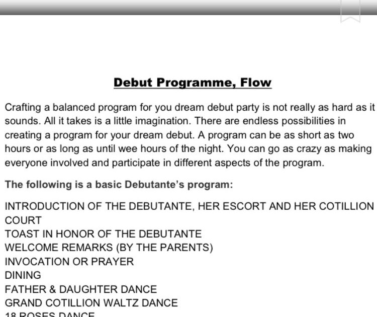Sequence 18th Birthday Debut Program Birthday Programme Format