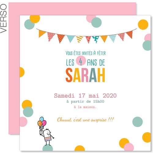 Carte Invitation Anniversaire Fille Imprimer - cleotilde