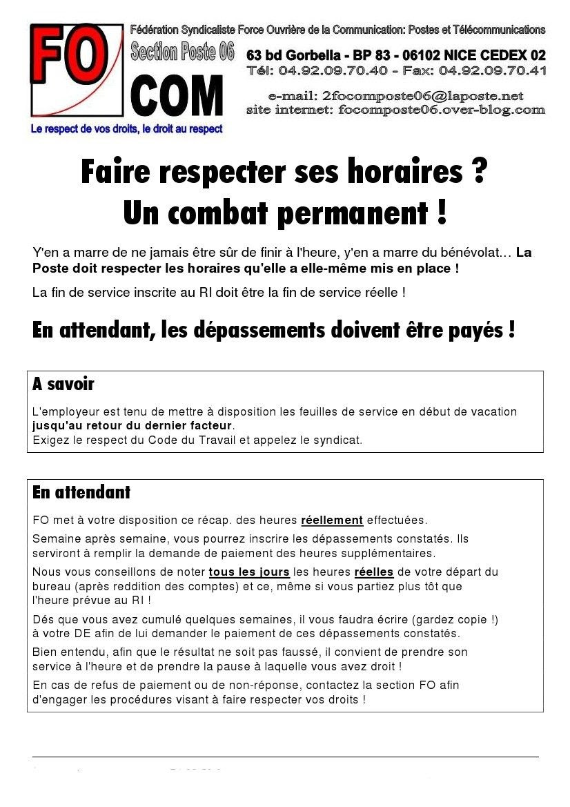 Exemple De Note De Service Respect Des Horaires