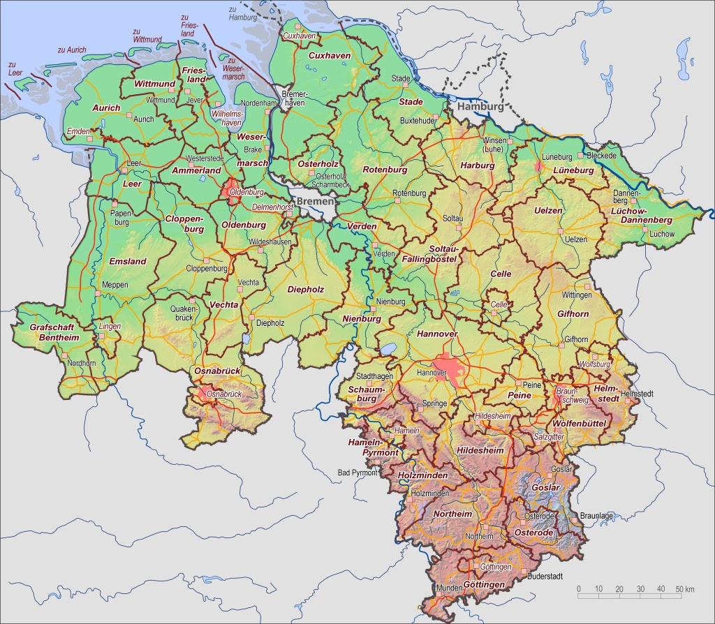 Karte Deutschland Niedersachsen