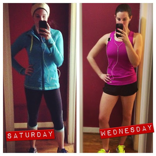 Just a few days apart, but drastically different running gear needed