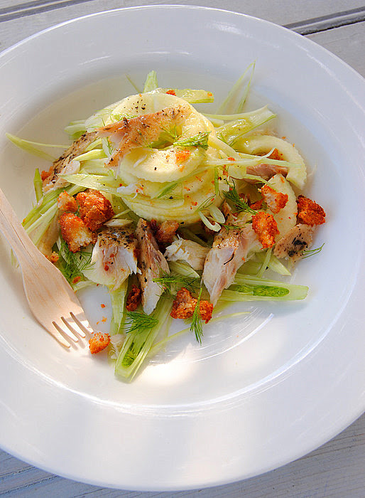 Salad of Shaved Baby Fennel, Apple and Smoked Mackerel