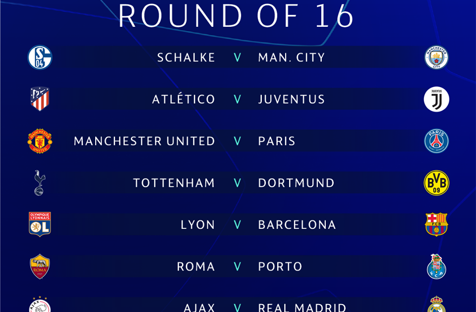 Champions League Fixtures 2020/21 Last 16 / Europa League