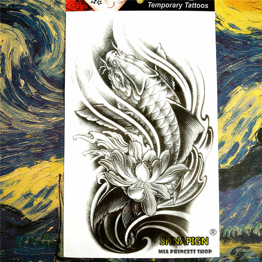 Tato Ikan Koi Di Tangan Hitam Putih Rahman Gambar