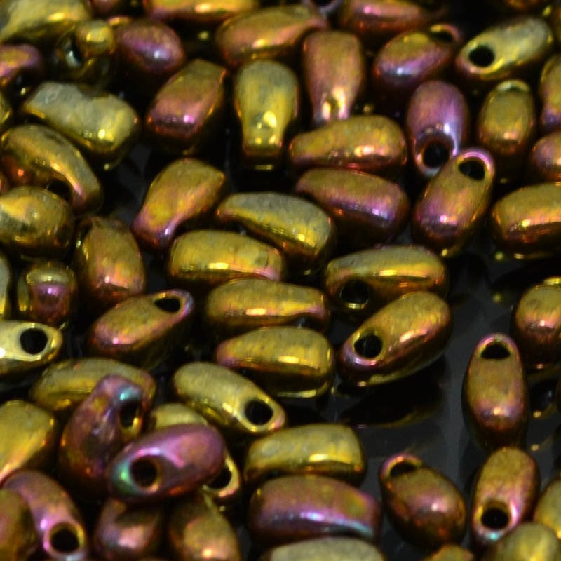 ldp-462 Miyuki - 3 x 5.5 mm Long Drop Bead - Metallic Gold Iris (10 grams)