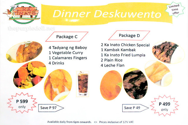Ka-InatKa-Inato Dinner Deskuwento A and Bo Dinner Deskuwento C and D